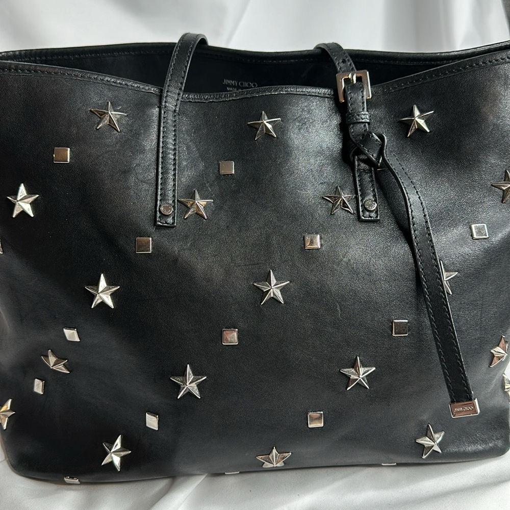 Jimmy Choo Black Leather Studded Handbag & Shoulder Bag, Tote Bag - Picture 16 of 16